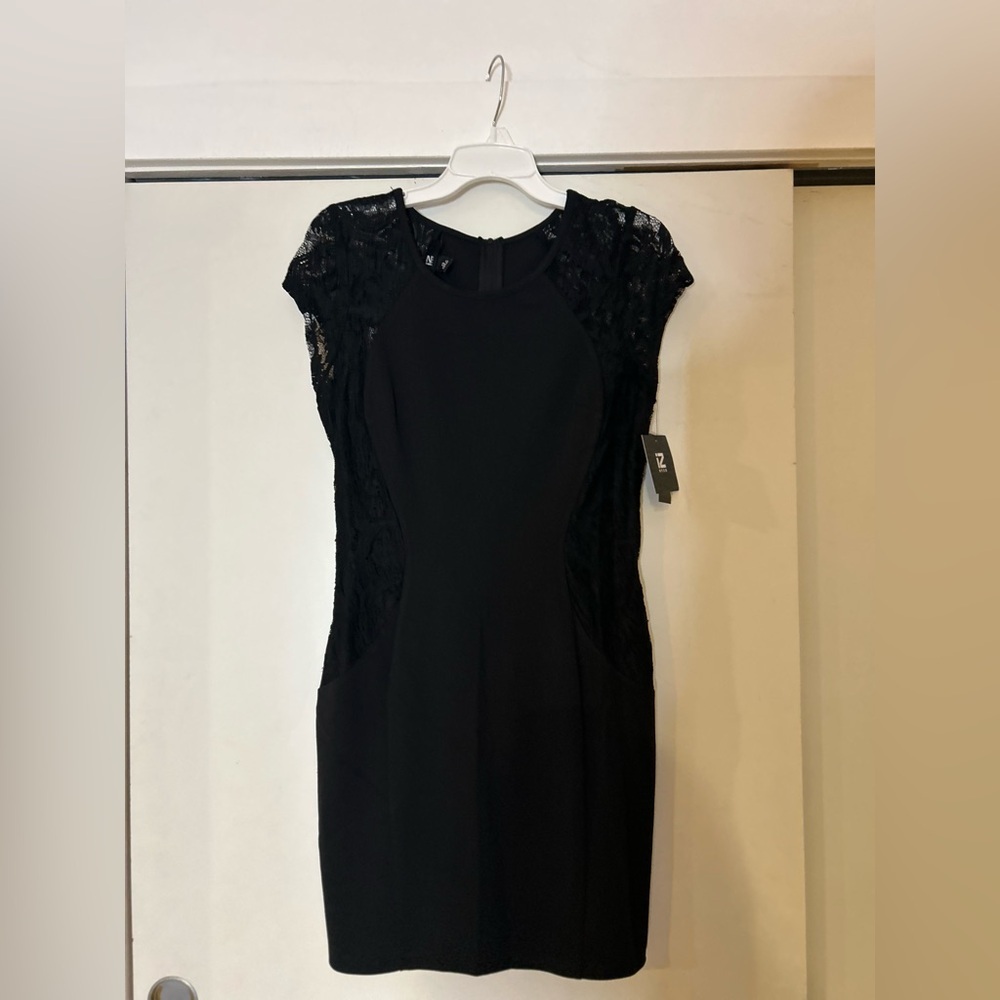 Iz Byer Black Lace Midi Dress